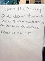 ACEO Original OOAK Signed (Not a Print) „Devon the Donkey“ & Cherries Cute Art