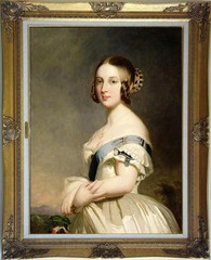 Oil Painting Portrait of Young Queen Victoria Victorian Noble Lady Canvas