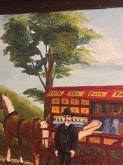 Grand Union Tea Man Huckster Antique Horse Wagon Store Rural Style Oil Painting