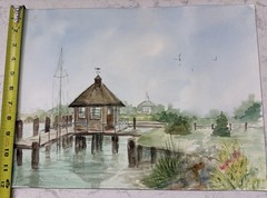Florence Fitler Original Watercolor painting Cape May Artist Harbor Scene