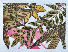 ORIGINAL 9”X12″ PAMELA WILHELM Watercolor Ink Tropical Whimsical Foursome