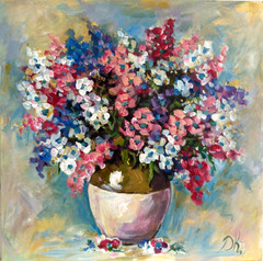 Provence Bouquet. Original 25×25 cm Acrylic Painting. Country/Shabby Chic