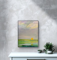 Mary Myers Original Abstract Expressionism 11×14 Sunset Seascape Signed