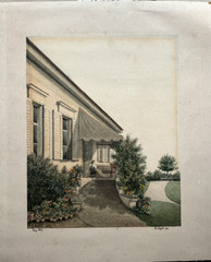 ::DRAWING 18676 SIGNED LADY I GARDEN PARK VILLA HOUSE PATIO NATURE SUMMER
