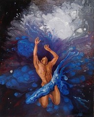 New „Ad Astra“ Original Acrylic Painting Art of Man and the Universe by Artist