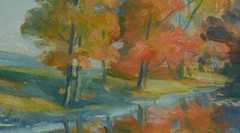 Lovely 1933 Antique Oil on Board Autumn Landscape – Monogrammed V. Z. T.