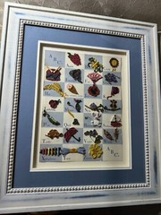 „Alphabet With Rolled Paper“ Mixed Media Artwork – Framed