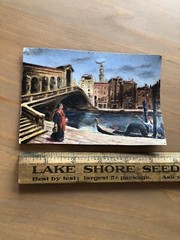 Antique Minature European Painting Unframed Italy Gondola