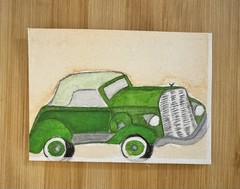 “Hudson Deluxe Eight 1935” ACEO Watercolor By DBossert Features Classic Car