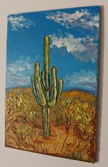 Framed Saguaro Arizona Cactus Sonoran Desert Landscape 4×6 Oil Painting Original