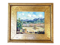 Original Paula Devereaux Painting Plein Air NM Landscape Cactus w Mountain