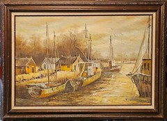 Harbor R. Milano Oil On Canvas Framed 43″×32″ VTG Signed Original Art OOAK