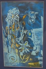 RALPH COSTANTINO 1960s ORIGINAL OIL MIDCENTURY MODERN „BLUES“ ABSTRACT