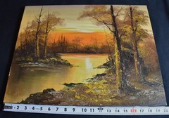 G.WHITMAN SUNSET RIVER LANDSCAPE ORIGINAL OIL ON CANVAS PAINTING,16″x20″unframed