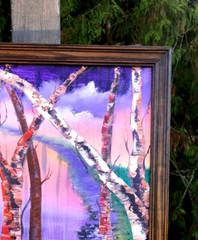 ABSTRACT MULTI-COLORED FOREST, Original Framed Oil Painting-Well Framed by: H.D.