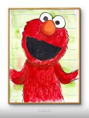 Original Elmo 2 Painting By Alannah Dyer- Acrylic 9×12 in. Sesame Street Kids