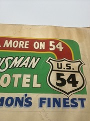 Antique Painting Route 54 Illustration Large AAA Guymon Texas Motel Trade Sign