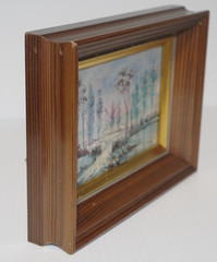 T3 Vintage Miniature Original Winter Painting by Florence Addison ? Framed Art