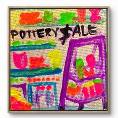 BLESSED#1464 Neon Pottery Sale Canvas Mini 2.5×2.5 Original Art magnet