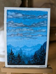 ACEO ATC original hand painted art card, watercolor wax sealed 300g cotton paper