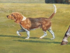 JAMES SLICK OIL PAINTING HORSE EQUESTRIAN FOXHOUND DOG LANDSCAPE CALIFORNIA ART