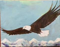 11”x14” Majestic Bald Eagle , ACRYLIC ON CANVAS, Signed By Artist, COA