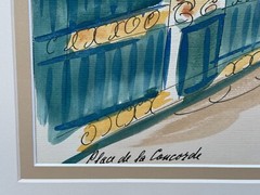 P. BERGER FRENCH WATERCOLOR PAINTING PARIS FRANCE ORIGINAL PLACE DE LA CONCORDE