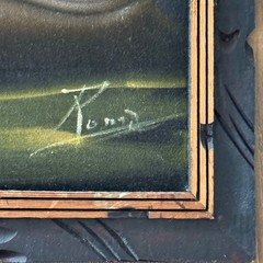 Vintage 70’s Black Velvet Oil Painting Nude Couple Embracing Signed Framed 39″x2