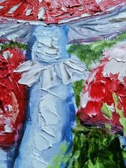 Blue Caterpillar Original Oil Painting Fairytale Art Handmade Wall Art OOAK