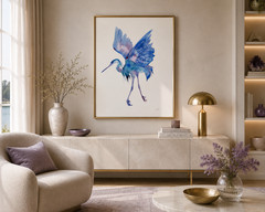 Great Blue Heron Original Watercolor Painting Minimalism Art Bird Seabirds
