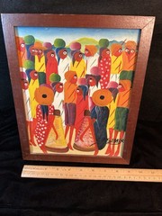 Original Laurent Casimir Haitian Abstract Figural Painting Art Canvas 9 X 11