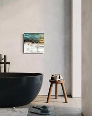 Original Acrylic Painting golden brown turquoise livingroom home wall art