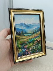 Wildflowers Original Oil Painting 4×6 Framed Signed Floral Landscape Meadow Art