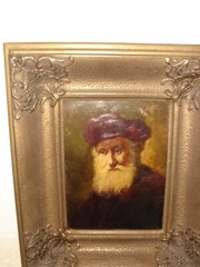 Very old oil painting, { Johannes Theuns, 1877- 1961, The Rabbi – Rembrandt }.