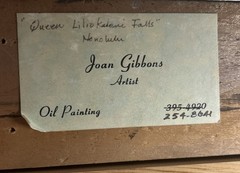 Joan Gibbons „Queen Liliokalani Falls” Hawaii Original Oil On Canvas 1970s