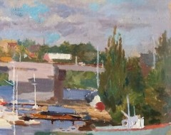 Oil painting City of Nikolaev Ukrainian painter cardboard original cityscape art