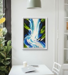 Original Abstract Waterfall Painting 14×11 paper Modern Wall Art Home Decor