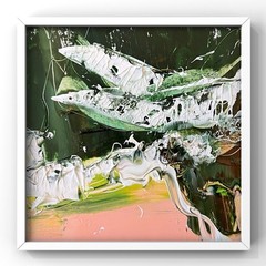 Baltic Sea Shore in Southern Sweden, Minimal Abstract Seascape Framed Painting