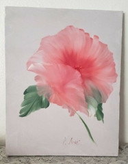 HAND PAINTED ART PINK FLOWER ON CANVAS – HOME DECOR – WALL HANGING – SIGNED