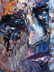 BUY FRAMED ORIGINAL OIL PAINTING LARGE█ART█POP█COOL FOLK ABSTRACT RAIN MAN