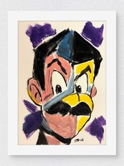 Original Abstract Cartoon Painting on Paper 9×12 Expressionist Art Color Study