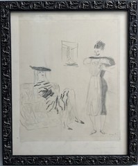 Marcel Vertes (1895-1961) French Artist Original graphite on Paper Pencil Signed