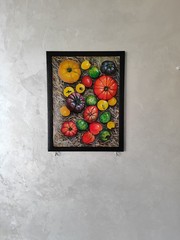 Original Tomato Painting Acrylic Framed Kitchen Wall Art Rustic Farmhouse Decor