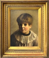 Horace Mann Livens Portrait of a Child Oil on Canvas Signed Antique Framed