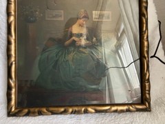 An antique painting from 1900. Lithograph, under glass. Made in Europe.