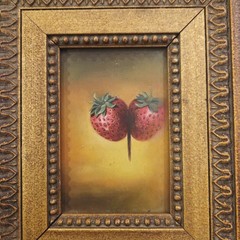 Vintage Swedish Still Life Oil Painting Strawberries Art Gold Ornate Frame