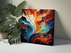 Abstract Wall Art Painting, Swirling Colorful Rainbow Art Modern Home Decor