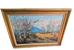 Morris Katz Signed Vintage Oil On Board Painting Flying Kite Beautiful 44×32 84’