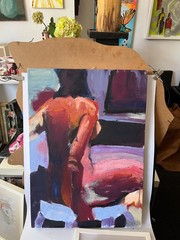 Woman in Bath Nude Back Study 70×50 Acrylic Picture LW Modern Expressive Painting