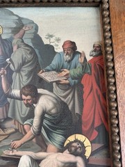 Vintage Stations Of The Cross 11th Station Jesus Nailed To The Cross Painting